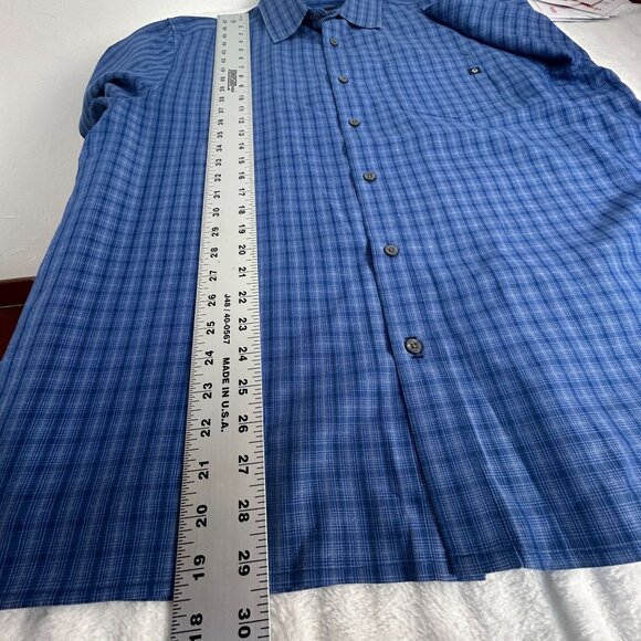 Marmot Mens Blue Short-Sleeve Plaid Button-Up Shirt XL Lightweight Casual Wear - Picture 8 of 8